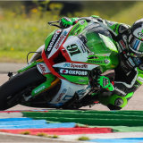 Leon Haslam cornering hard
