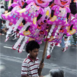 Young balloon seller in Candy