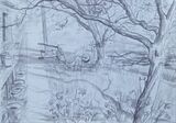 'Spring garden with cat'