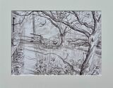 'Spring garden with cat'