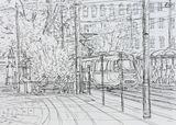 'Waiting at the tram stop'