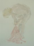 'Drying her legs with a pink towel'