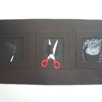 blown flame, scissors and bowl of rain