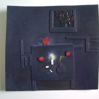 dark day with tea and winter tree