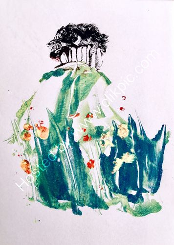 Colmers Hill Dorset . MONOPRINT