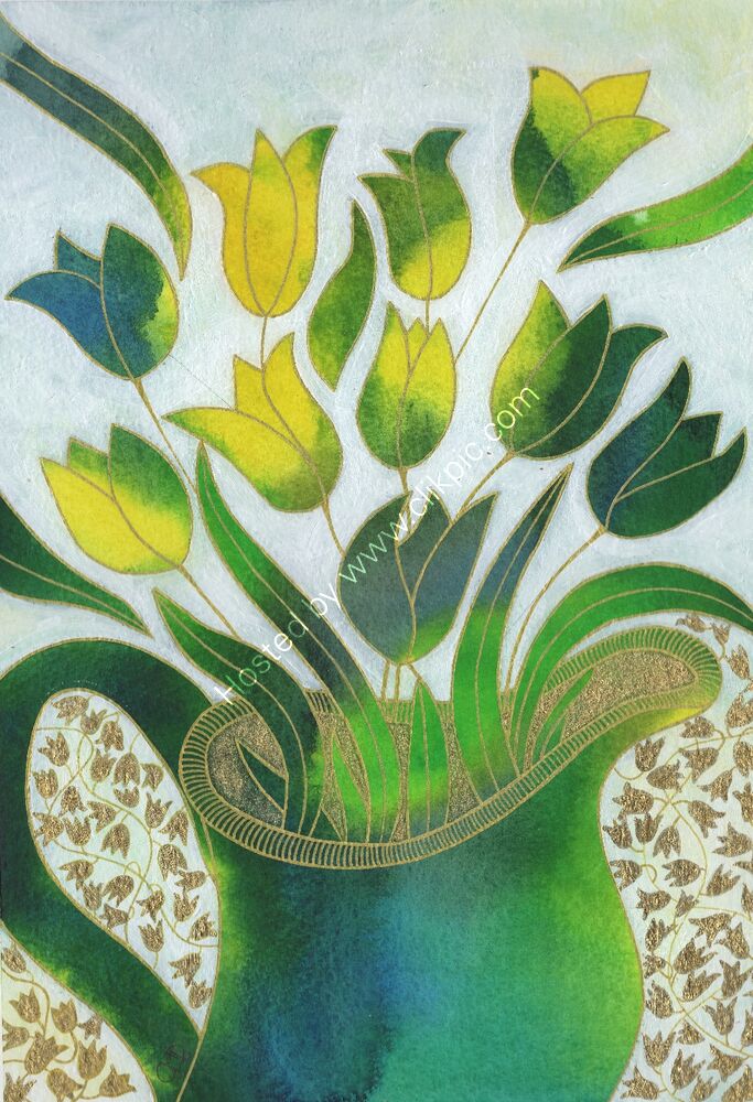 TULIPS AND GREEN JUG