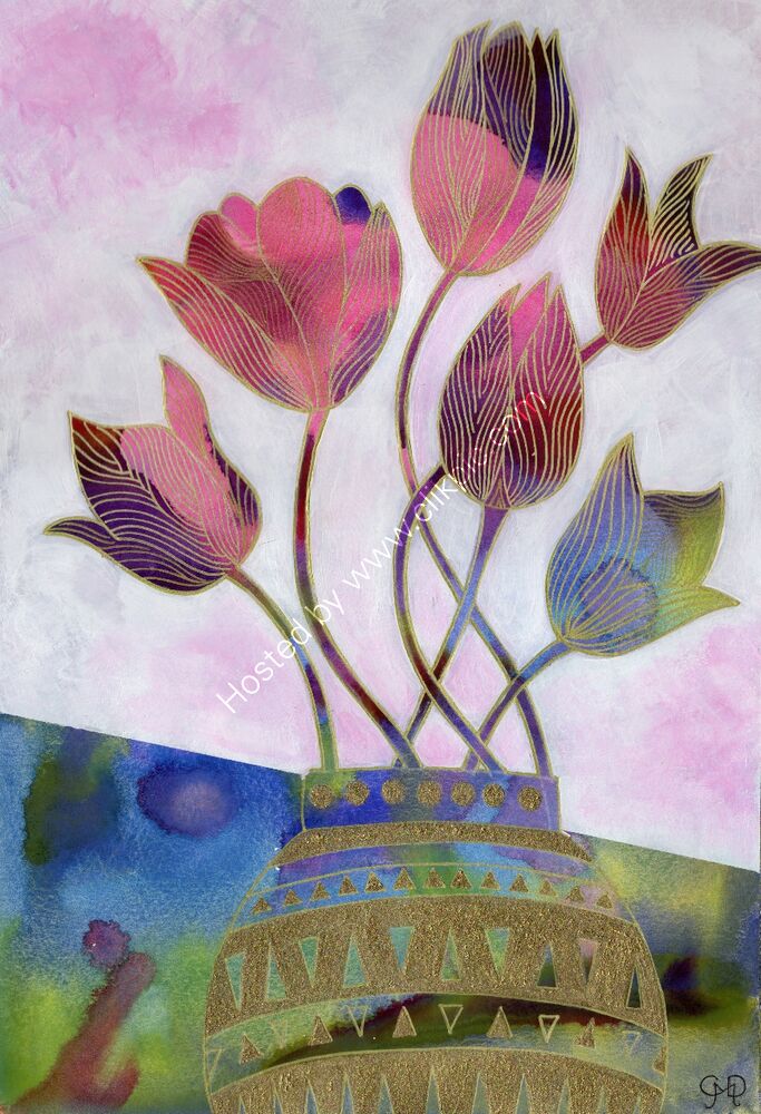 TULIPS AND GOLD VASE