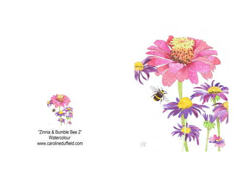 Zinnia and Bumble Bee A6 Card