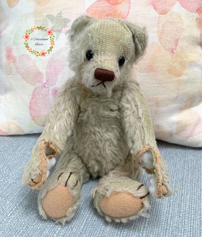 This is Elliot, He's a customer's bear needing new paw pads and a gentle clean .....