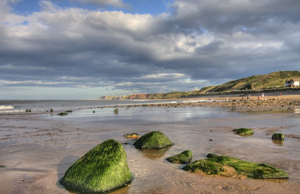 Exploring the beach at Sandsend, North Yorkshire