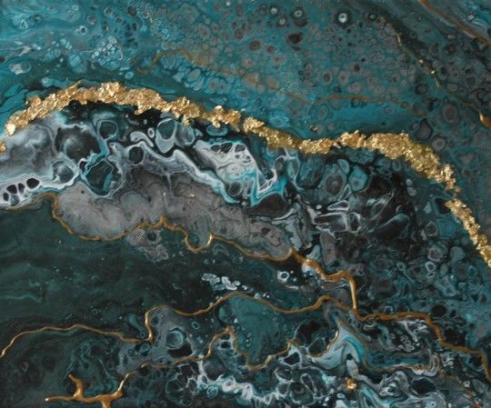 BLUE GOLD ACRYLIC POURING: BLUE GOLD (8X10X2.5INCH)