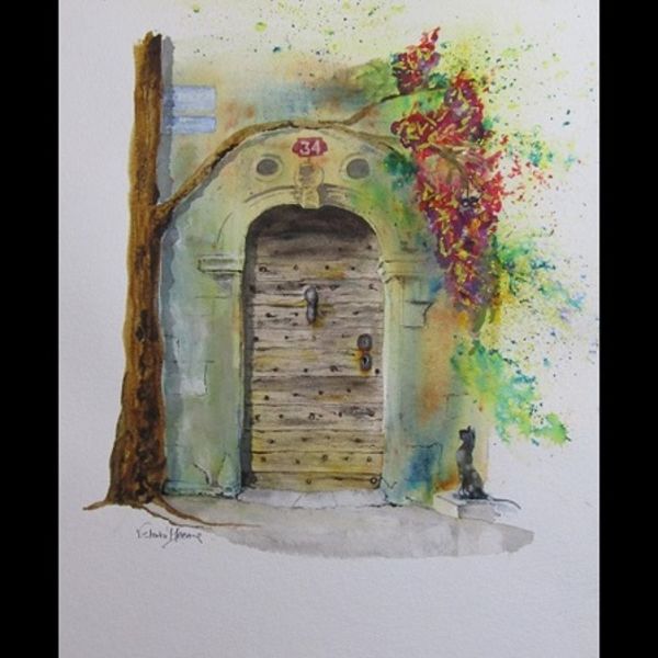 DOOR No34 WATERCOLOUR (40x30cms) unframed & unmounted