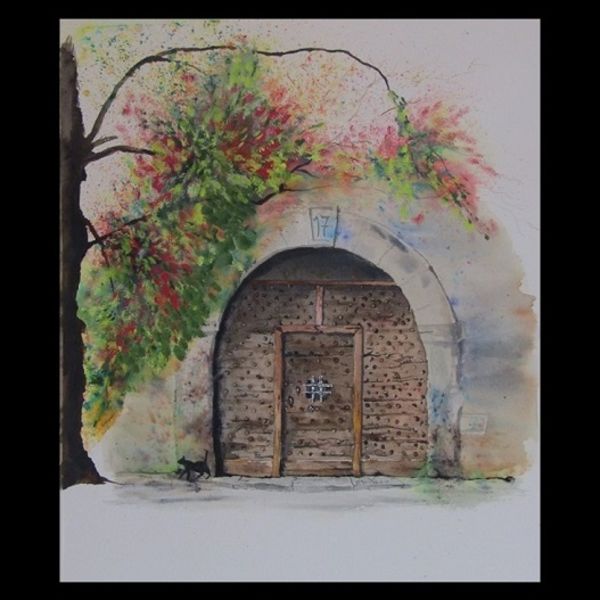 OLD DOOR No 17 WATERCOLOUR (40x30cms) unframed & unmounted