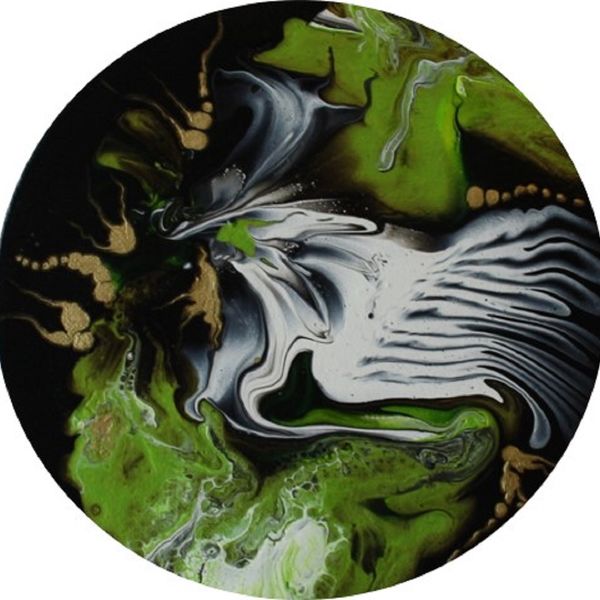 EVOLUTION 3 ACRYLIC POURING ON AN 8 INCH ROUND CANVAS