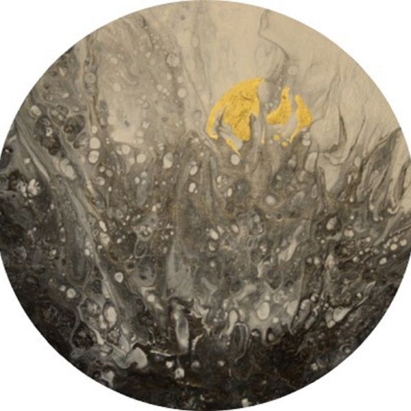 GOLDEN MOON ACRYLIC POURING ON AN 8 INCH ROUND CANVAS