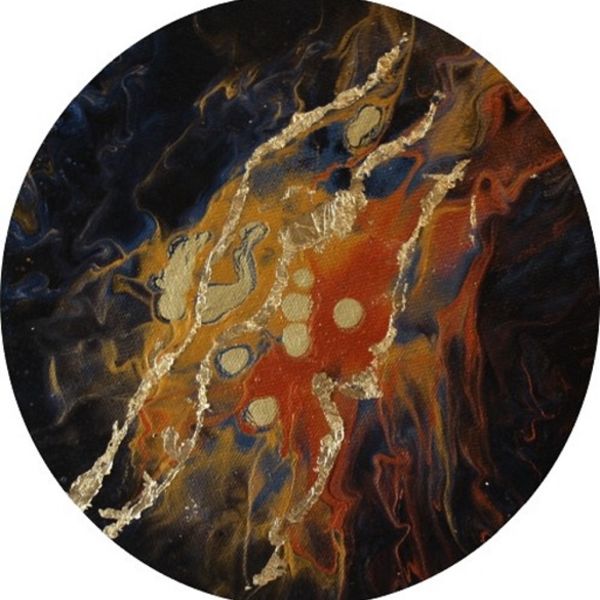 UNIVERSAL FIRE ACRYLIC POURING ON AN 8 INCH ROUND CANVAS