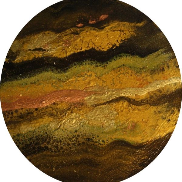 DISTANT SUN ACRYLIC POURING ON AN 12 INCH ROUND CANVAS