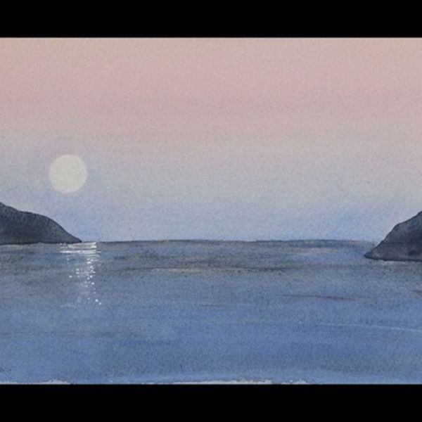 GREECE SUNSET WATERCOLOUR (40x30cms)