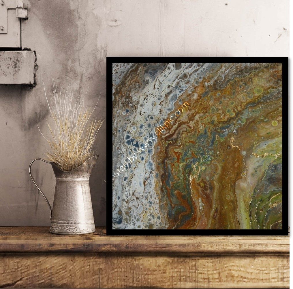 ACRYLIC POURING ON AN 12 INCH SQUARE CANVAS