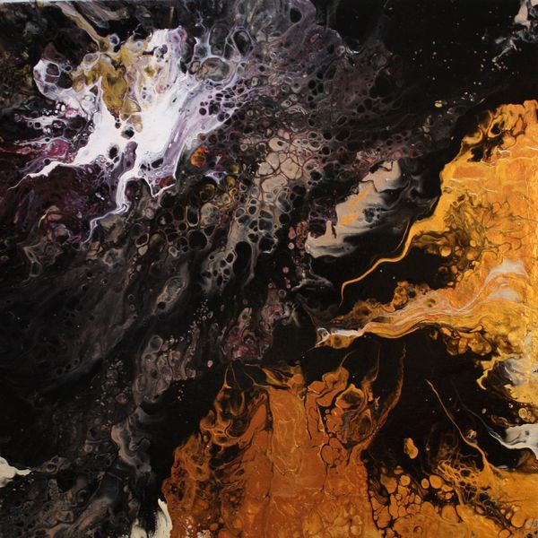 VORTEX ACRYLIC POURING ON AN 12 INCH SQUARE CANVAS