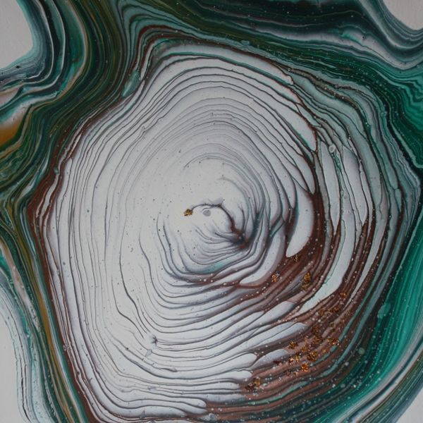 NEW BEGINNINGS ACRYLIC POURING ON AN 12 INCH SQUARE CANVAS