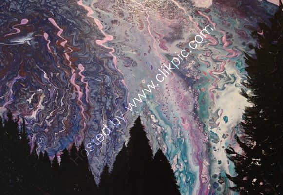ACRYLIC POURING ON A 23.25x16.25 INCH RECTANGULAR CANVAS