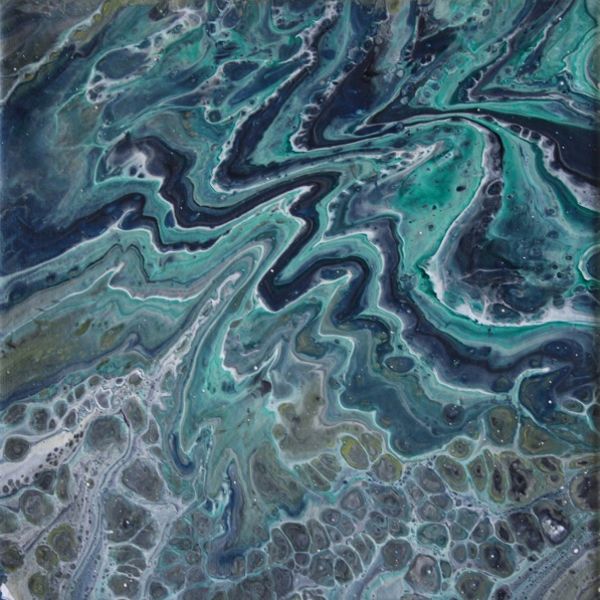 RIPPLES (SOLD) ACRYLIC POURING ON AN 8 INCH SQUARE CANVAS