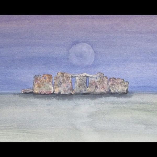 STONEHENGE WITH BLUE MOON WATERCOLOUR (40x30cms)