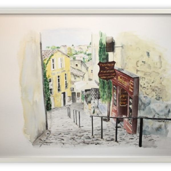 St EMILION WATERCOLOUR (52X35CMS)