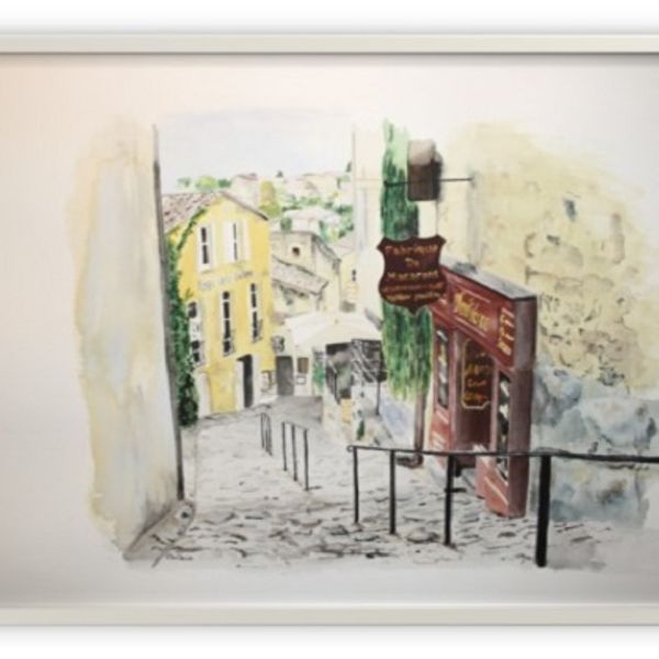 St EMILION WATERCOLOUR (52X35CMS)