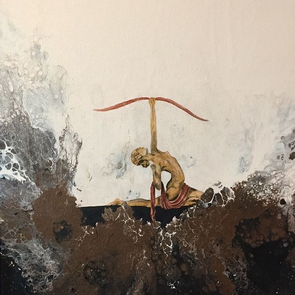 Solitude's Instrument ACRYLIC POURING, ART DECO DESIGN ON A 12 INCH SQUARE CANVAS
