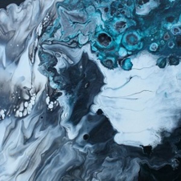 TURBULENT WATERS 1 ACRYLIC POURING ON A 19.25x8 8 INCH RECTANGULAR CANVAS