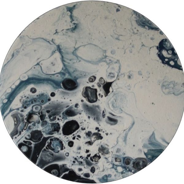 FROZEN PLANET 1 ACRYLIC POURING ON AN 8 INCH ROUND CANVAS