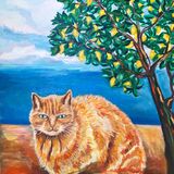 Ginger Cat and Lemon Tree