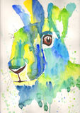 watercolour Green Hare