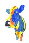 watercolour blue Cow
