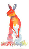 watercolour orange Hare