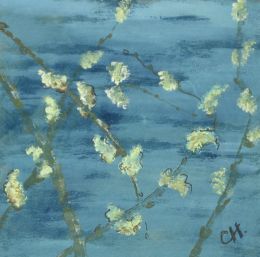 BS Pussy Willow on deep blue