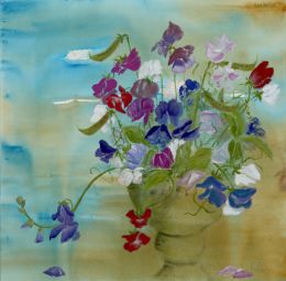 BS Sweet Peas on Dreamy Blue