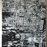 A City acrylic on junk paper and packaging on canvas 120x100cm 2020
