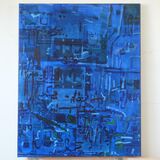 A City on Printed Matter acrylic and collage on canvas 100x80cm 2021
