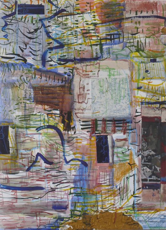 City Painting 6 collage watercolour oil and acrylic on paper76x56cm 2018