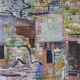 City Painting 6 collage watercolour oil and acrylic on paper76x56cm 2018