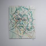 Self Portrait, oil and threads on panel 35x45cm 2019, Art Number23, Athens