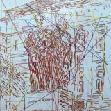 National Library Sofia oil on panel with threads 50x60cm