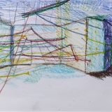 Lines in space, oil pastel 30x40cm 2019