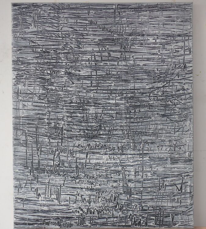 City, acrylic on collage on canvas 100x80cm 2020