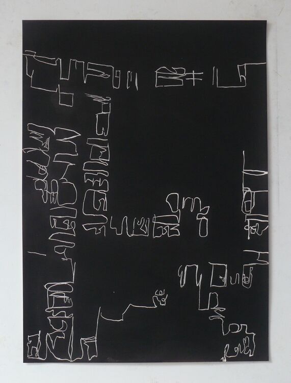 City drawing, acrylic on paper 70x50cm