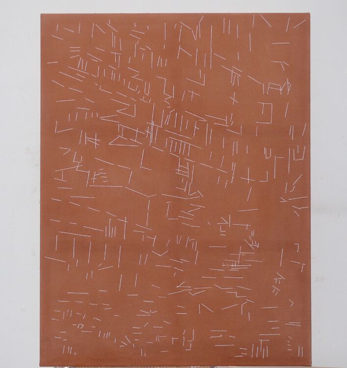 thread on stained canvas 130x100cm 2020