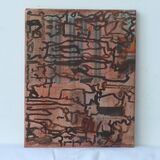 ink and chalk on paper on canvas 30x25cm